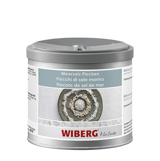 Zongedroogde Wiberg zeezoutvlokken in een verpakking van 350 g