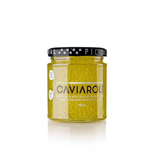 Caviaroli® olijfoliekaviaar, kleine pareltjes van extra vierge olijfolie, geel, 200 g