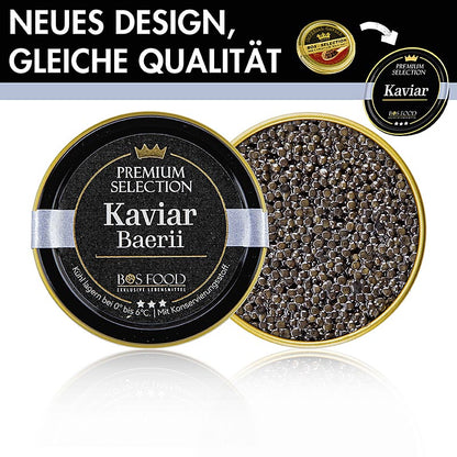 Selectie kaviaar van Siberische steur (Acipenser baerii), aquacultuur China, 30 g