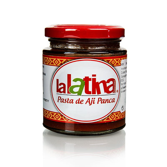 Spaanse peper, rood, Pasta de Aji Rojo Panca - lalatina, uit Peru, 225 g - Een heerlijk pittige Peruaanse rode peperpasta in een pot van 225 gram