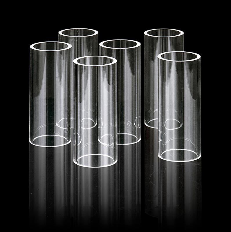 Acryl glazen buizen van ø 40mm en 95mm hoogte, perfect voor het maken van Fillini, set van 6 stuks