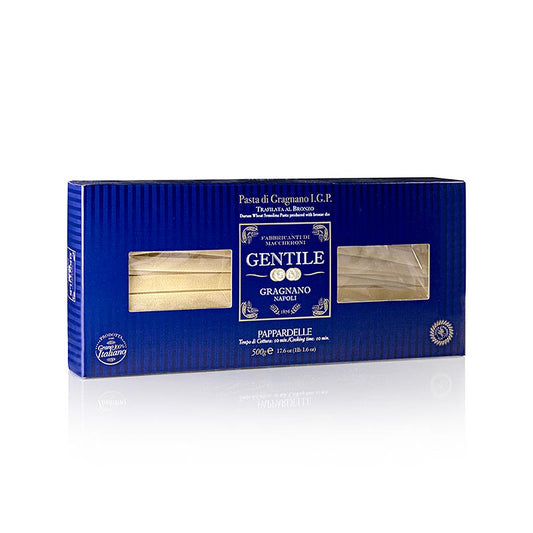 500 gram verpakking van Pastificio Gentile Gragnano IGP Pappardelle, brons getrokken