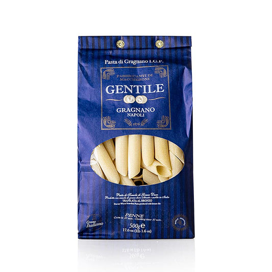 Penne van Pastificio Gentile Gragnano IGP, 500 g, gemaakt met bronzen matrijzen voor een authentieke textuur en heerlijke smaak