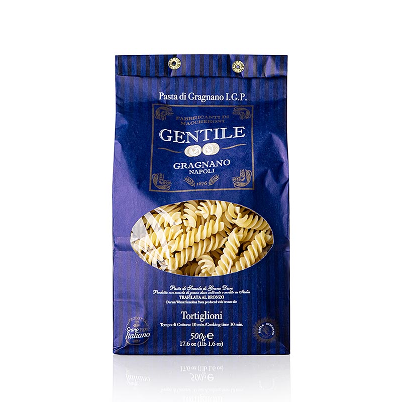 Pasta van Pastificio Gentile Gragnano IGP - Tortiglioni, met bronzen extrusie, 500 g