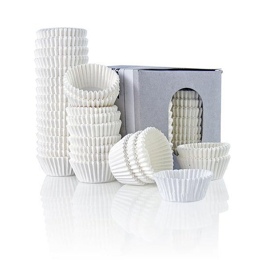 Papieren capsules, wit, met een diameter van 30/44mm en een hoogte van 20mm, verpakt in 1000 stuks