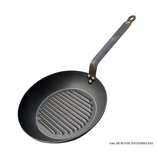 deBUYER Mineral B Element ijzeren pan met grillbodem, geschikt voor inductie, stevige constructie, perfect voor het bereiden van gegrilde gerechten