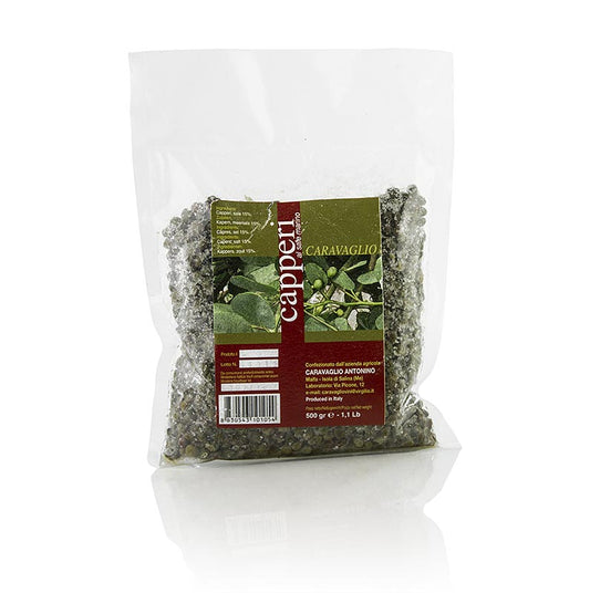Liliput-kappertjes ø 7-8 mm, met de hand gesorteerd, droog ingemaakt, in zeezout, Caravaglio, 500 g
