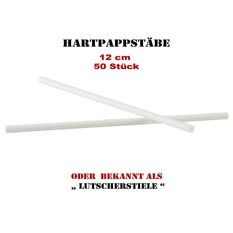 Hardkartonnen stokjes, lollystokjes (wit), aan beide kanten stomp, ø ca. 3,8 mm, 12 cm, 50 stuks