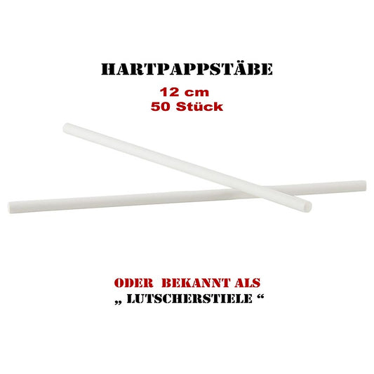 Hardkartonnen stokjes, lollystokjes (wit), aan beide kanten stomp, ø ca. 3,8 mm, 12 cm, 50 stuks