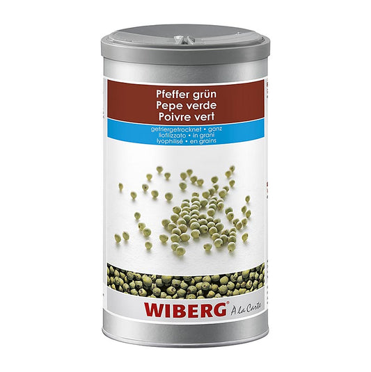 Gevriesdroogde hele groene paprika van Wiberg, in een verpakking van 215 g