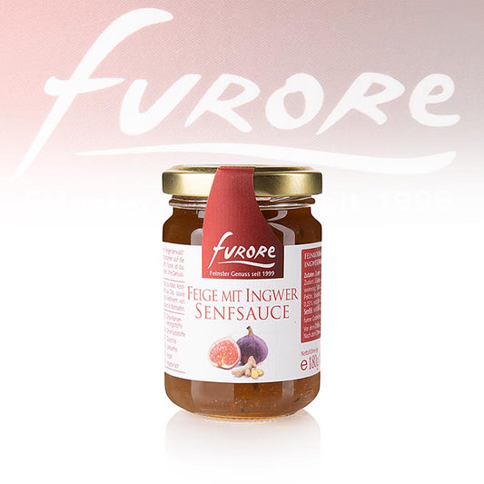 Furore - Vijgen- en mosterdsaus, met gember en limoen, 180 g - Heerlijke saus met vijgen, mosterd, gember en limoen, 180 gram