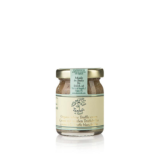 Biologische Ppura truffelcrème met witte truffel, verpakt in een 50 g potje