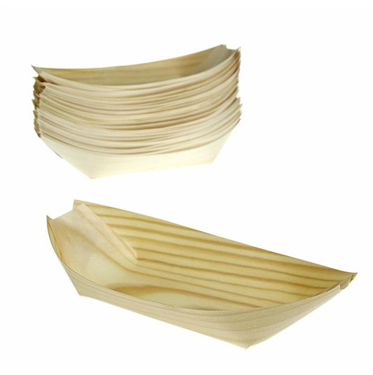 Wegwerpboot van hout, ca. 22 cm, hittebestendig tot 180 °C, 50 stuks
