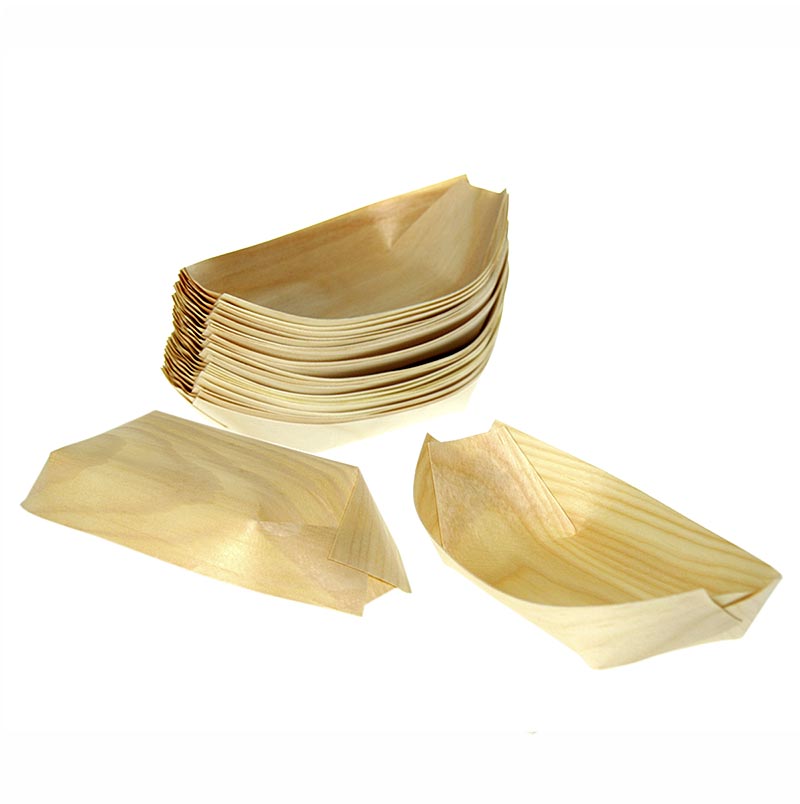 Wegwerpbootje van hout, ca. 31,5 cm, hittebestendig tot 180 °C, 50 stuks