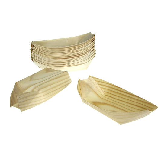 Wegwerpbootje van hout, ca. 10-11,5 cm, hittebestendig tot 180 °C, 50 stuks