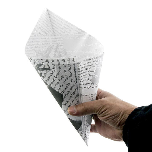 Wegwerp snackzakken gemaakt van krantenpapier voor eenmalig gebruik