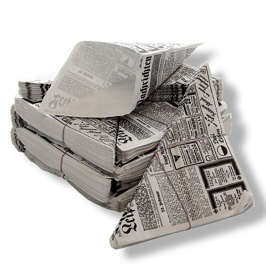 Duurzame snackzakken gemaakt van gerecycled krantenpapier, afmeting 17cm, totaal 1600 stuks