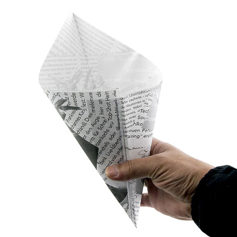 Wegwerp snackzakjes voor fish & chips/frietjes, met krantenpapierprint, 17 cm, 1.600 stuks