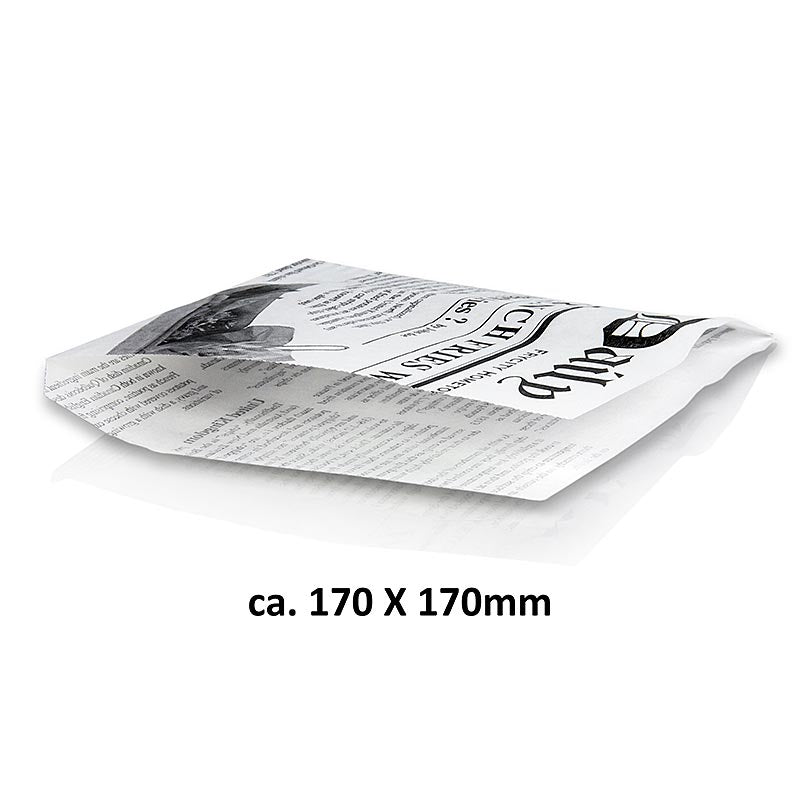 Snackzakje met krantenpapierprint, ca. 170 x 170 mm, 1.000 stuks