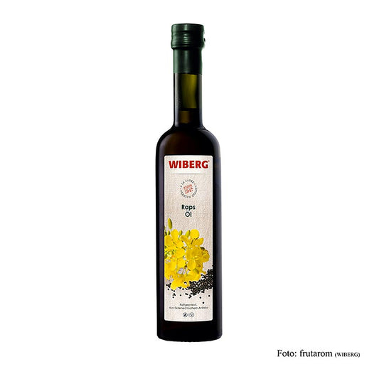 Organic Wiberg koolzaadolie, cold-pressed rapeseed oil in a 500 ml bottle