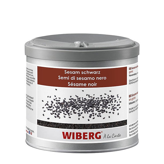 Alt text: Wiberg sesamzaad, zwart, 300 g - high-quality black sesame seeds in a 300g package