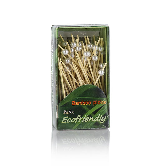 Bamboespiesen, met kunstparel, 9 cm, 100 stuks