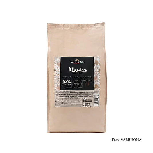 Valrhona Illanka, donkere couverture, callets, 63% cacao, Peru, 3 kg
