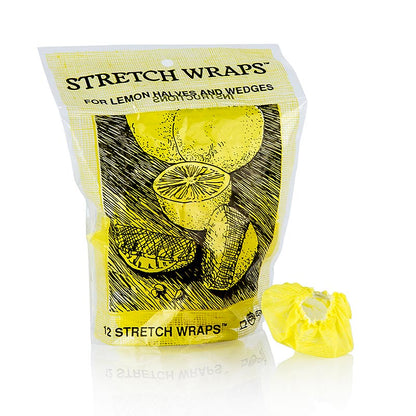 The Original Lemon Stretch Wraps - Citroen serveerdoek, geel met elastiek, 12 stuks, ideal for covering and preserving cut lemons