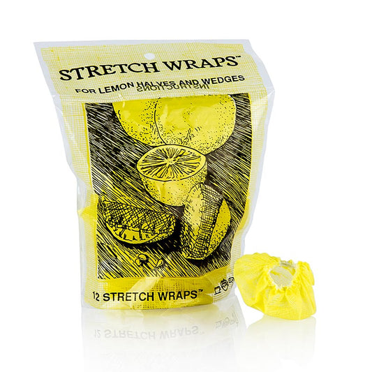 The Original Lemon Stretch Wraps - Citroen serveerdoek, geel met elastiek, 12 stuks, ideal for covering and preserving cut lemons