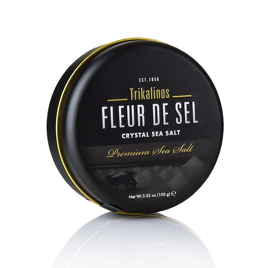 Hand-harvested Fleur de Sel from Trikalinos in Greece, 100g packaging
