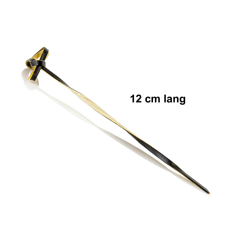 Bamboespiesen, met knoopuiteinde, gedraaid, zwart, 12 cm, 250 stuks