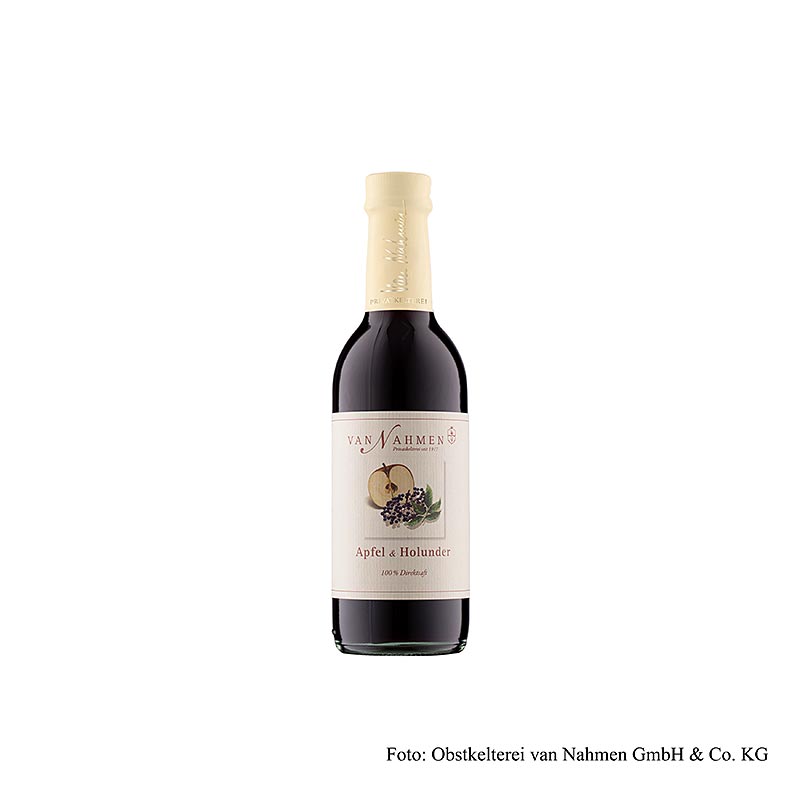Appel-vlierbessensap, van Nahmen, BIO, 100% versgeperst sap, 250 ml