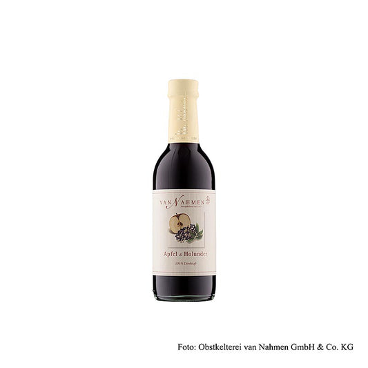 Appel-vlierbessensap, van Nahmen, BIO, 100% versgeperst sap, 250 ml