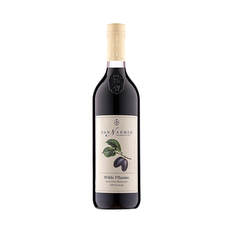 750 ml bottle of van Nahmen Wilde pruimen 100% direct sap, a delicious and natural fruit juice