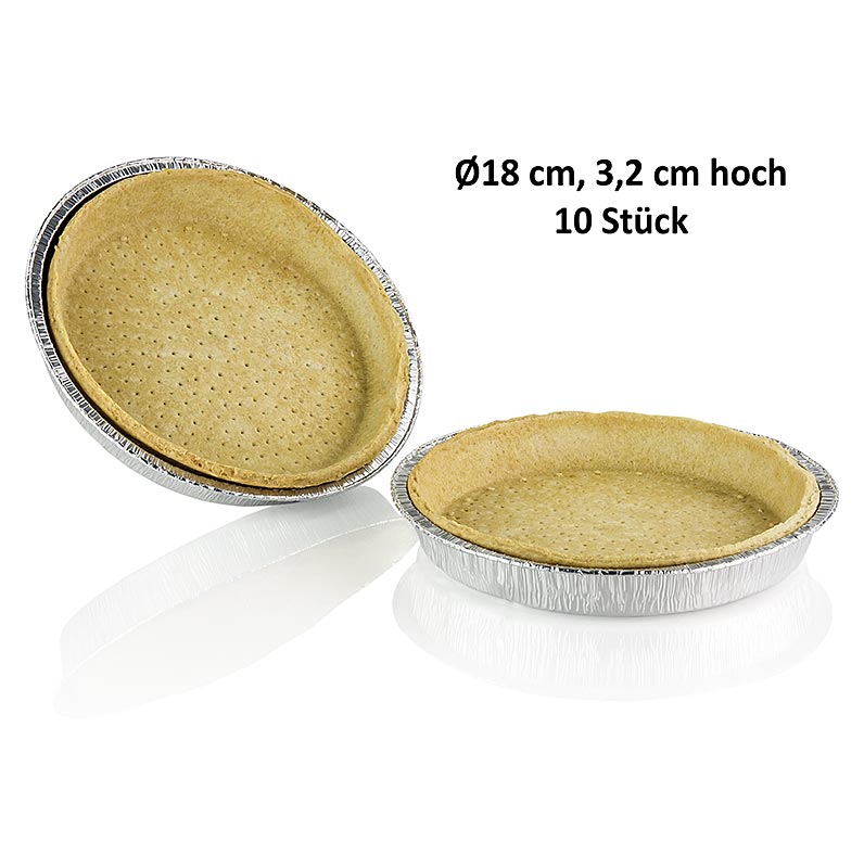 Quiche bladerdeeg in aluminium bakje, 3,2 cm hoog, ø 18 cm, Pidy, 850 g, 10 stuks