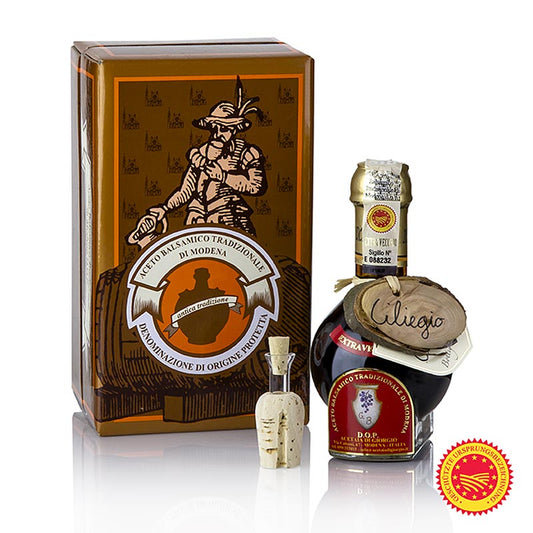 Aceto Balsamico Tradizionale DOP/PDO, 25 jaar, kersenvat, Acetaia di Giorgio, 100 ml - traditionele Italiaanse balsamico azijn gerijpt in kersenhouten vat voor 25 jaar, geproduceerd door Acetaia di Giorgio, in een fles van 100 ml
