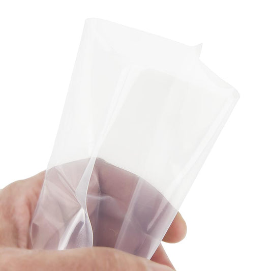 Pack of 100 vacuum seal bags, 100mm x 165mm, with smooth texture