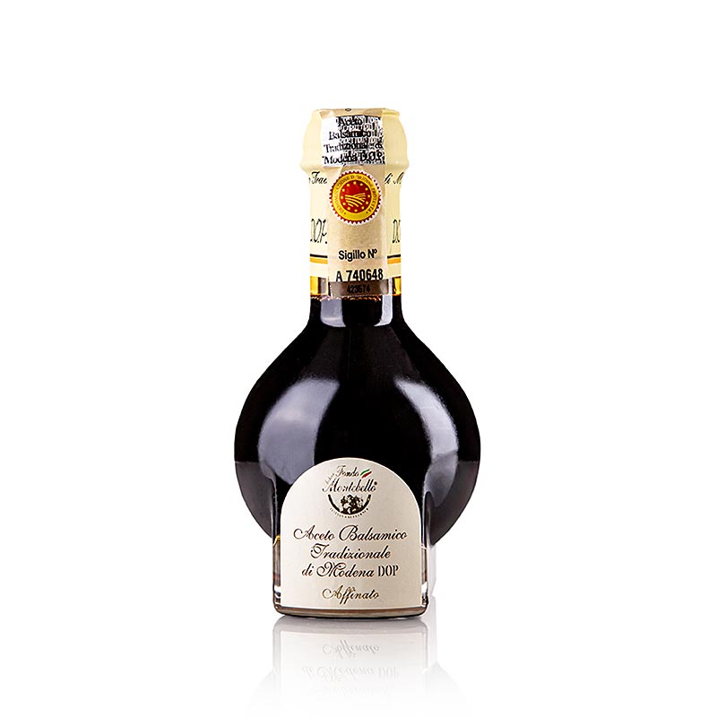 Image of Fondo Montebello Aceto Balsamico di Modena Tradizionale Affinato DOP/PDO, a 12-year-old, 100 ml bottle of traditional balsamic vinegar from Modena, Italy