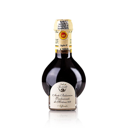 Image of Fondo Montebello Aceto Balsamico di Modena Tradizionale Affinato DOP/PDO, a 12-year-old, 100 ml bottle of traditional balsamic vinegar from Modena, Italy