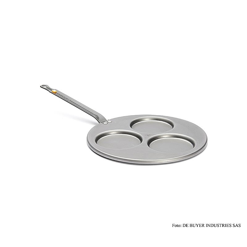 deBUYER "Mineral B Element" ijzeren pan voor 3 blini's van ø 10 cm, ø 27 cm totaal, 1 stuk