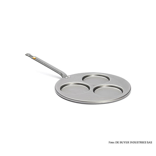 deBUYER "Mineral B Element" ijzeren pan voor 3 blini's van ø 10 cm, ø 27 cm totaal, 1 stuk