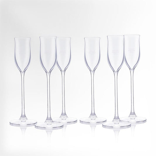  Set of 6 Reisetbauer fruit brandy glasses with 2 cl calibration mark