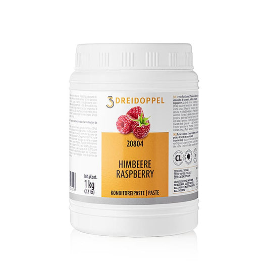 A 1 kg container of Frambozenpasta by Dreidoppel, product number 208