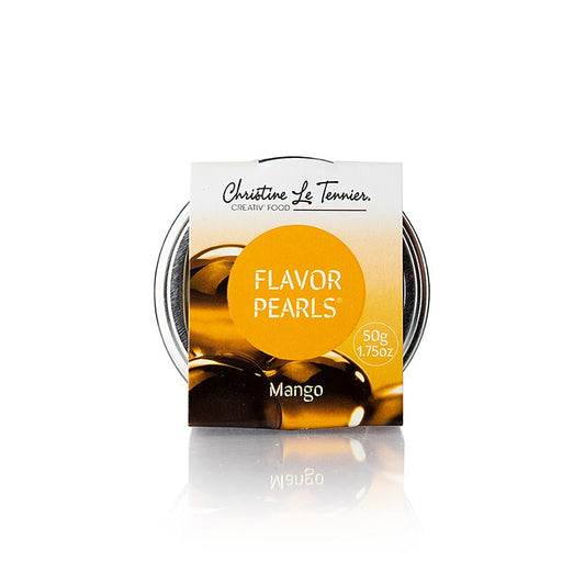 Fruitkaviaar Mango, parelgrootte 5mm, bollen, Les Perles, 50 g - Exclusieve fruitkaviaar met sappige mango smaak, perfect voor culinaire creaties