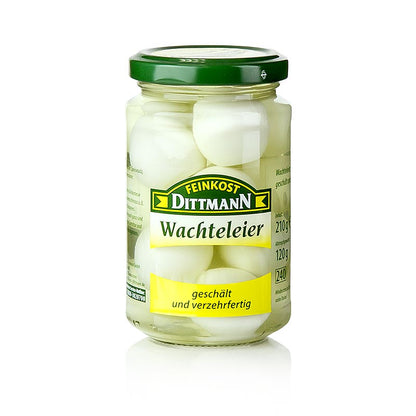 Kwarteleitjes, in pekel, Feinkost Dittmann, 220 g, ca. 12 stuks