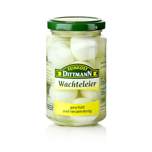 Kwarteleitjes, in pekel, Feinkost Dittmann, 220 g, ca. 12 stuks