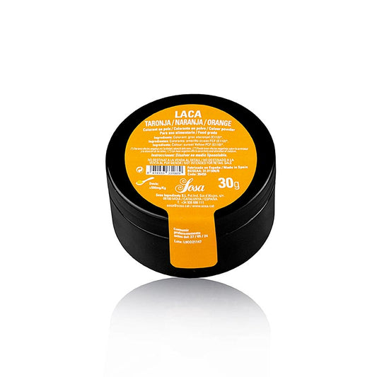 Vibrant orange, fat-soluble food coloring powder by Sosa, 30g packaging