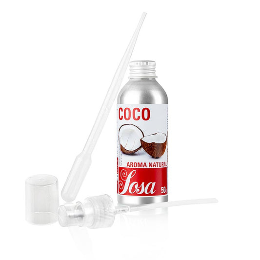 Organic, liquid coconut aroma in a 50g bottle, perfect for baking and cooking