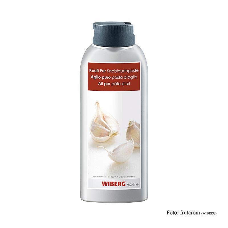 900 gram verpakking van Wiberg pure knoflook en sterke knoflookpasta