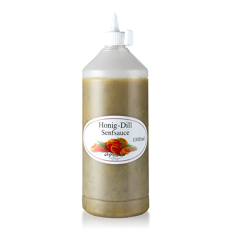 Honing en dille mosterdsaus, Wolfram Berge, 1 liter, a flavorful and creamy mustard sauce with the perfect blend of honey and dill, ideal for enhancing a variety of dishes